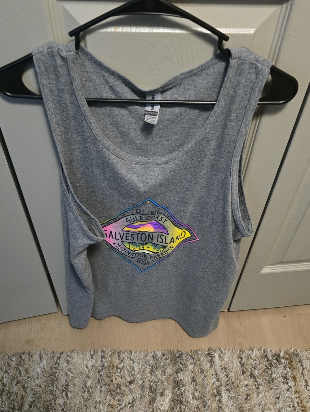 Grey Galveston Island Graphic Tank Top - Women's Casual Beachwear